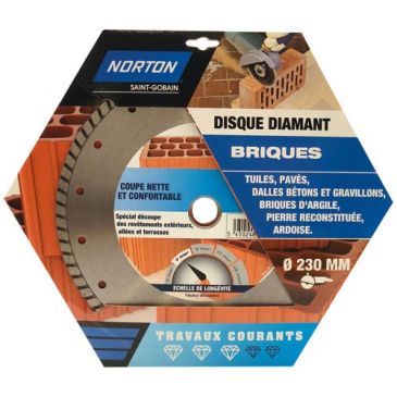 Disque diamant - 230 x 22.23 mm - travaux courants briques - lot de 1 