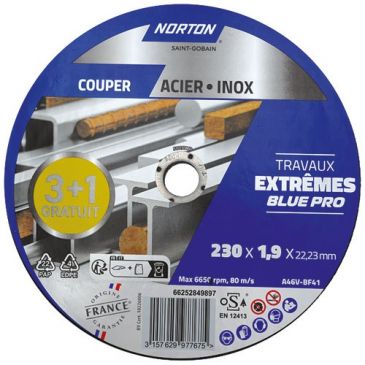 Disque à couper - Acier/Inox - 230 x 1.6 x 22.23 mm travaux extrêmes blue