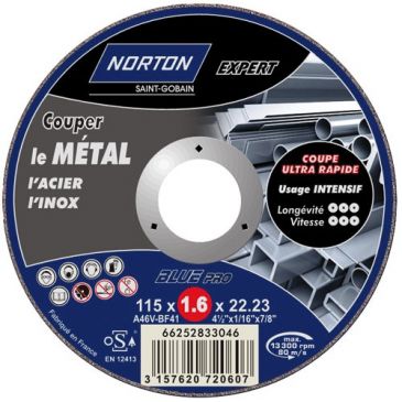 Disque métaux 115x1.6 métal+inox pro