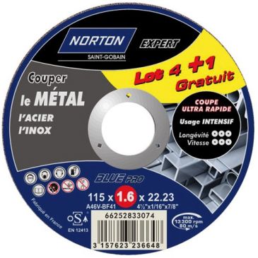 Disque métaux 115x1.6 pro lot 4+1