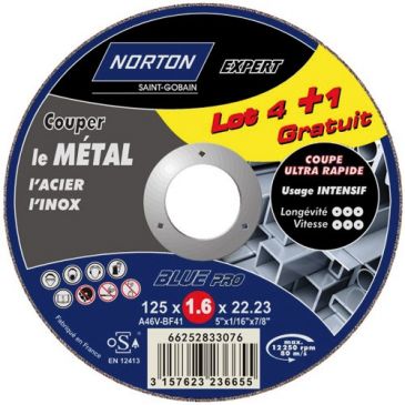 Disque métaux 125x1.6 pro lot 4+1