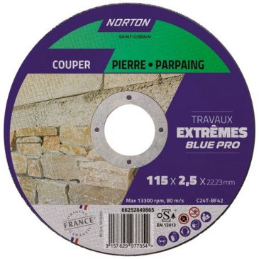 Disque à tonçonner - la pierre - 115 x 2.5 x 22.23 mm - travaux extrêmes bl
