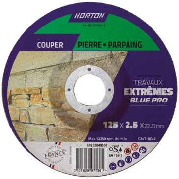 Disque à tonçonner - la pierre - 125 x 2.5 x 22.23 mm - travaux extrêmes bl
