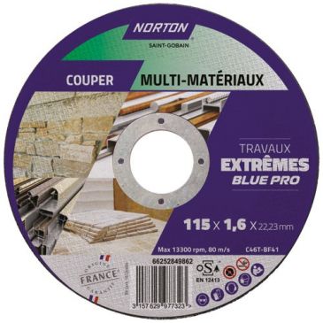Disque à tronçonner - multi-matériaux - 115 x 1.6 x 22.23 mm - travaux extr