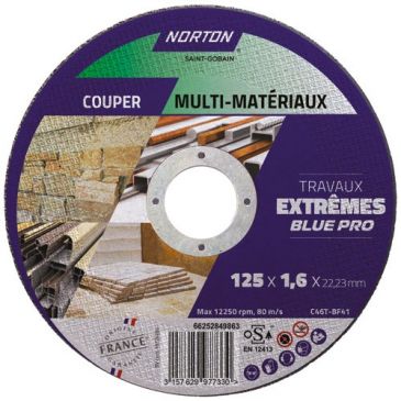 Disque à tronçonner - multi-matériaux - 125 x 1.6 x 22.23 mm - travaux extr