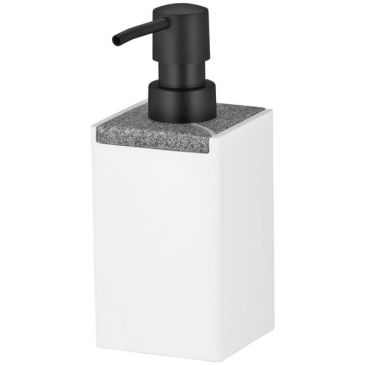 Distributeur à savon Blanc Mat & Aspect Pierre - Cube