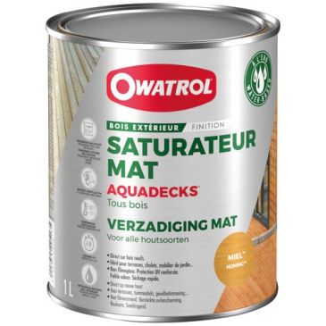 Saturateur Aquadecks tous bois - à l'eau - intérieur et extérieur - miel - 