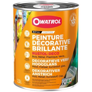Peinture antirouille 2,5 L Brillante Rustol Déco - Blanc Pur RAL 9100