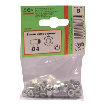 Ecrou 6 pans d. 4mm  az x56 en sachet