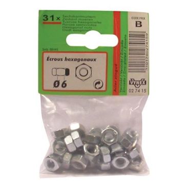 Ecrou 6 pans d. 6mm  az x31 en sachet