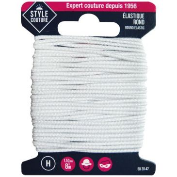 Elastique rond blanc 8m
