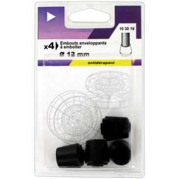 Embout enveloppant caoutchouc noir d.12mm blister de 4