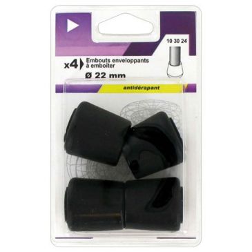 Embout enveloppant caoutchouc noir d.22mm blister de 4