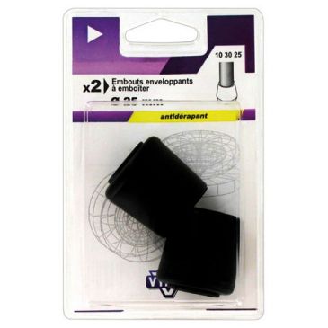 Embout enveloppant caoutchouc noir d.25mm blister de 2