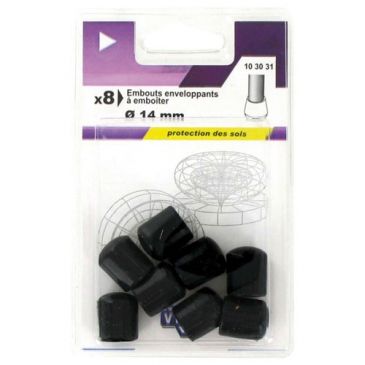 Embout enveloppant plastique noir d.14mm blister de 8