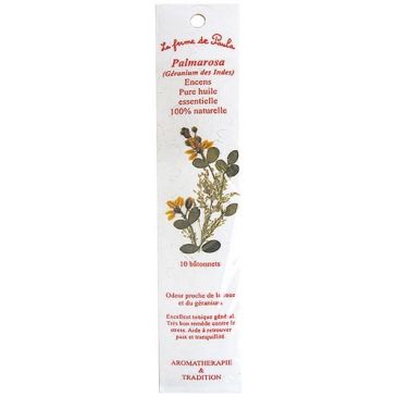 Encens indien geranium des indes bio palmarosa x 10