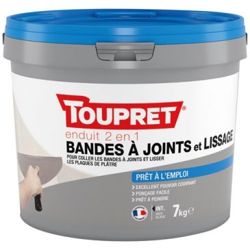 Enduit 2 en 1 bande à joint et lissage pâte 7 kg