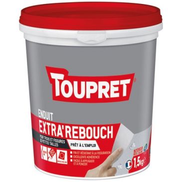 Enduit de rebouchage intérieur - Blanc - 1,5 Kg + 1 spatule incluse