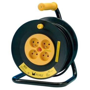 Enrouleur de chantier jaune 3 x 1.5mm² 4 prises 25 m