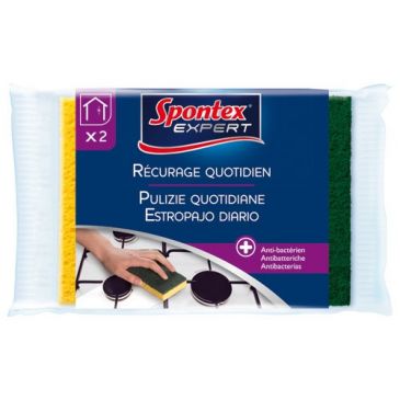 Éponge végétale combiné grattante verte x 2