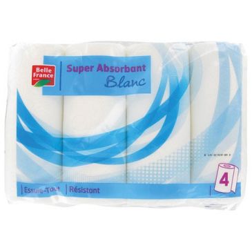 Essuie tout 4 rouleaux blanc Belle France