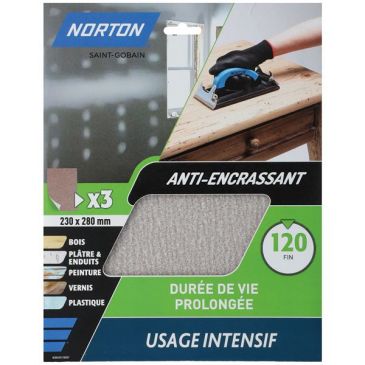 Feuille anti-encrassante - grains de 120 - spéciale finition - usage intens
