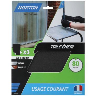 Feuille toile émeri - grain de 80 - spéciale ponçage - usage courant - L : 