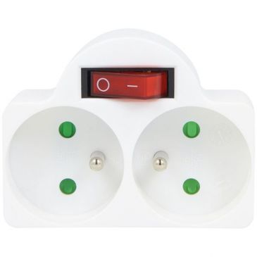 Biplitte 16A avec interrupteur 2P+T - blanc