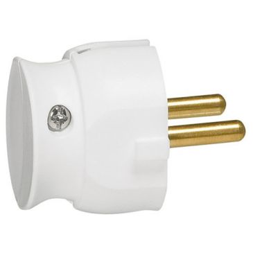 Fiche mâle 2p 16a extra plat blanc sc