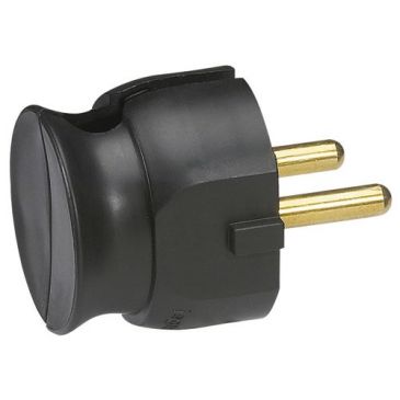 Fiche mâle 2p 16a extra plat noir sc