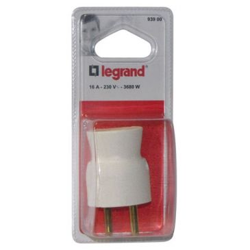 Fiche mâle 2p+t blanc blister