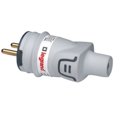 Fiche mâle 2p+t IP44 gris vrac
