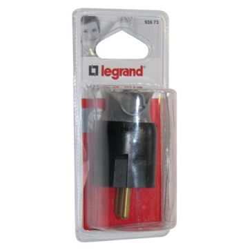 Fiche mâle 2p+t orientable noir blister