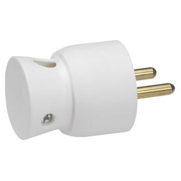 Fiche mâle 2p+t sortie dessous blanc vrac