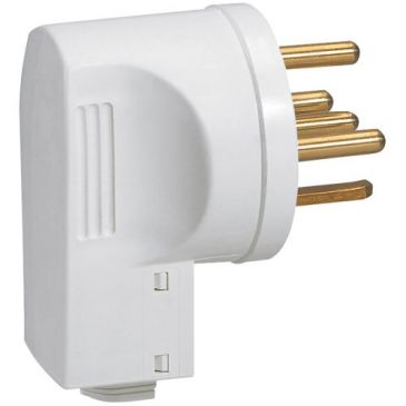 Fiche mâle 3P+N+T 20a coudée blanc 380v blister