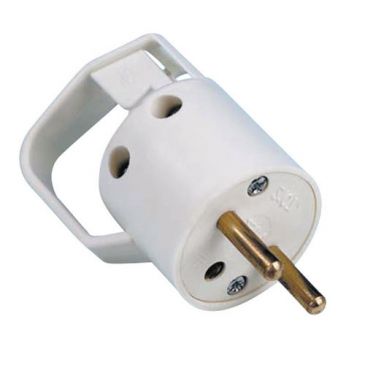 Fiche mâle - anneau  2P+T - 16A - blanc