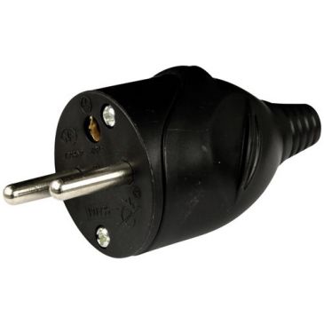 Fiche mâle - droite  2P+T - 16 A - noir