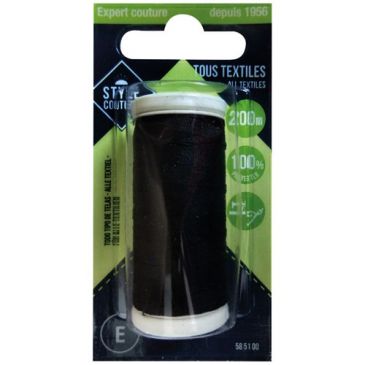Fil polyester 200m noir