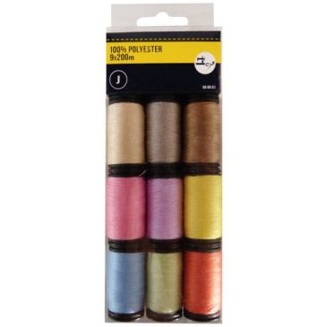 Fil polyester assortis no2 9 x200m