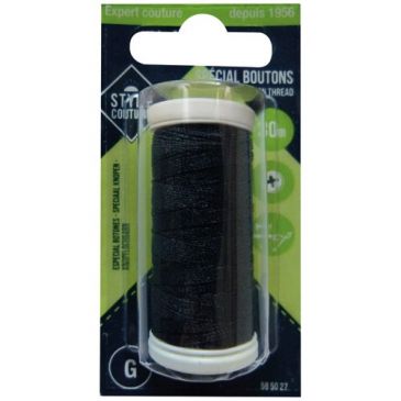 Fil polyester noir 30m spécial boutons