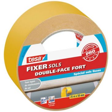 Fixer sols double face adhesion forte 25 m x 50 mm