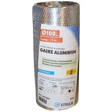 Gaine flexible aluminium compacte - D100 - L : 1.5 m - sous filet - alumini