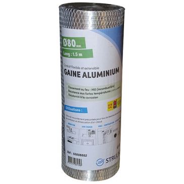 Gaine flexible aluminium compacte - D80 - L : 1.5 m - sous filet - aluminiu