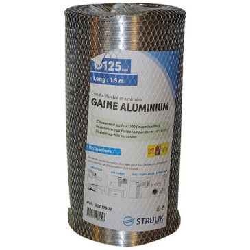 Gaine flexible aluminium compacte - D125 - L : 1.5 m - sous filet - alumini