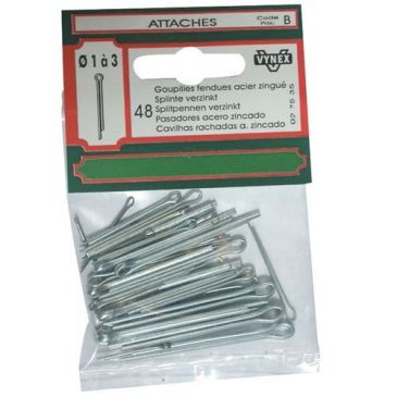 Goupilles fendues - D1  mm à D3  mm - acier zingué - lot de 48 