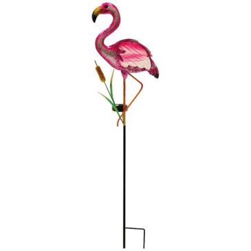 Grande lampe déco 98cm solaire 8 leds blc neutr flamant ros