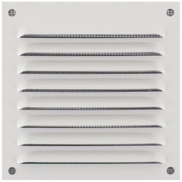 Grille 150 x 150 mm alu blanc avec moustiquaire