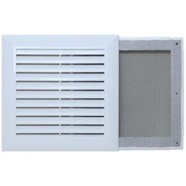 Grille elegance 172x172mm plastique blanc avec moustiquaire