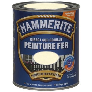 Peinture fer 0,75 L Martelé - Blanc Brume
