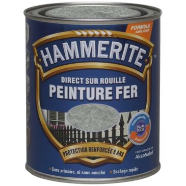 Peinture fer 0,75 L Martelé - Gris Argent